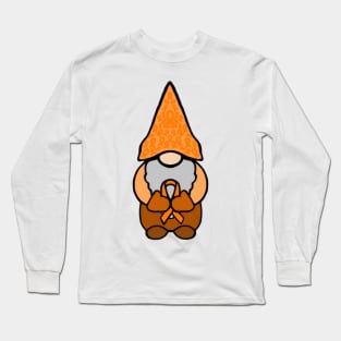 Gnome Holding a Orange Awareness Ribbon Long Sleeve T-Shirt